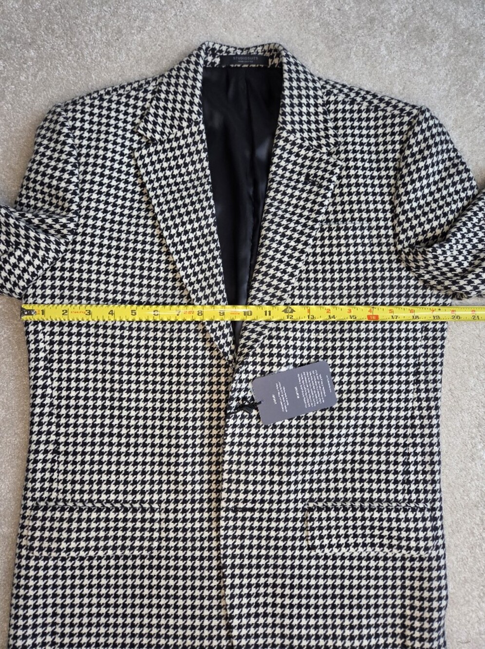 Men's Houndstooth Blazer in Black & White 39Regular - Picture 7 of 9